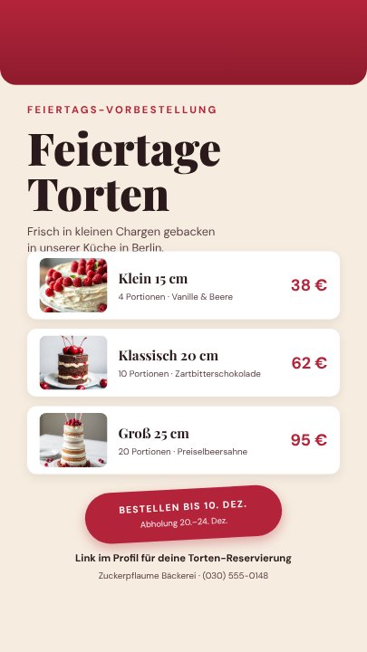 Bakery pre-order story
