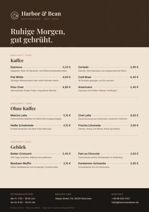 Coffee shop menu board
