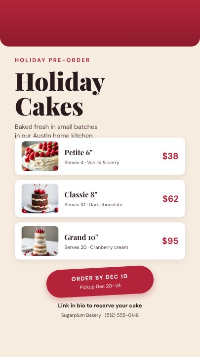Bakery pre-order story