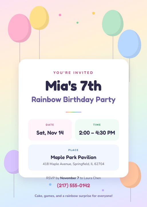 Birthday party invitation