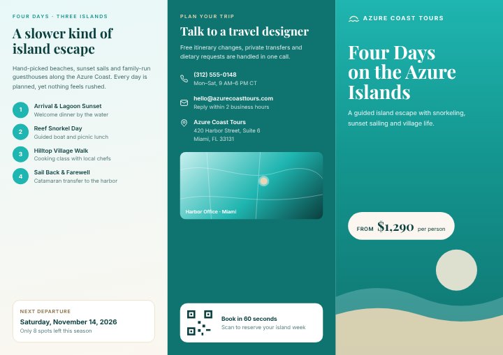 Travel package brochure