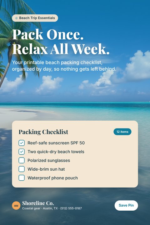 Travel checklist pin