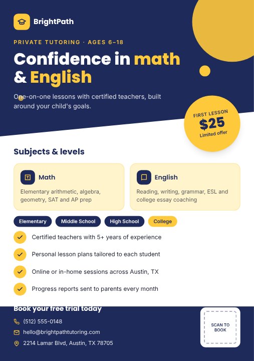 Private tutor flyer