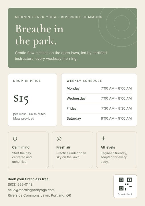 Yoga class flyer
