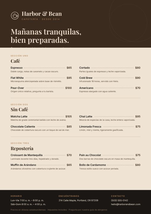 Coffee shop menu board