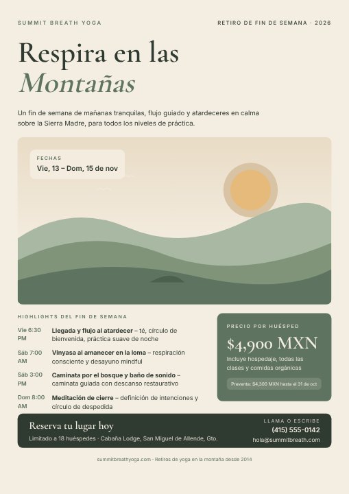 Yoga retreat poster