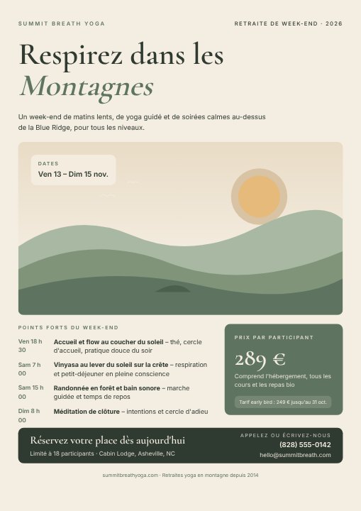 Yoga retreat poster