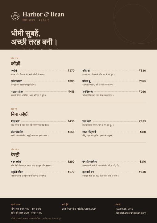 Coffee shop menu board
