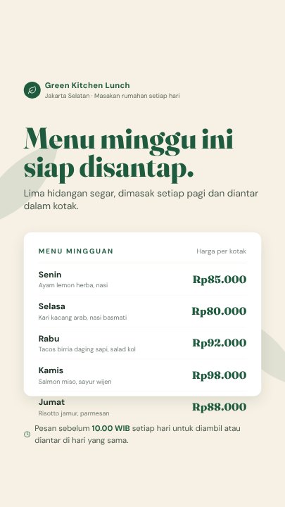Menu katering mingguan