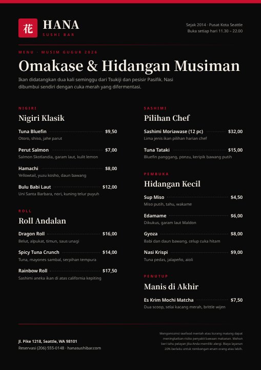 Menu sushi
