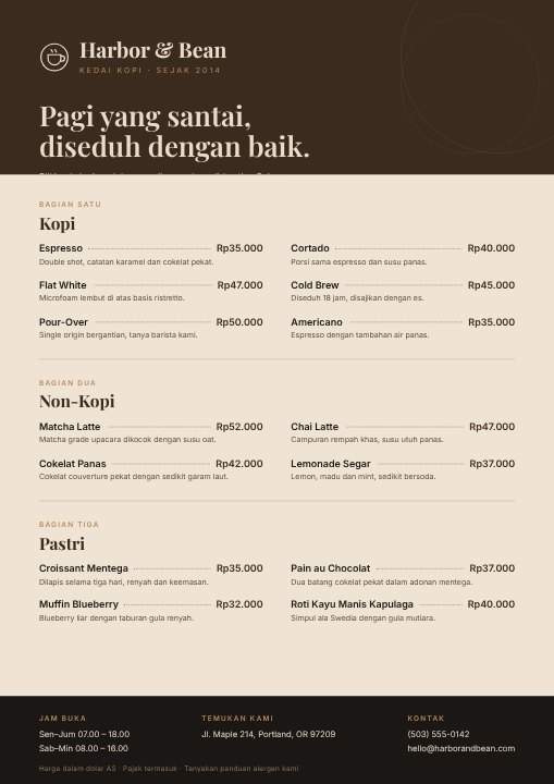 Menu kedai kopi