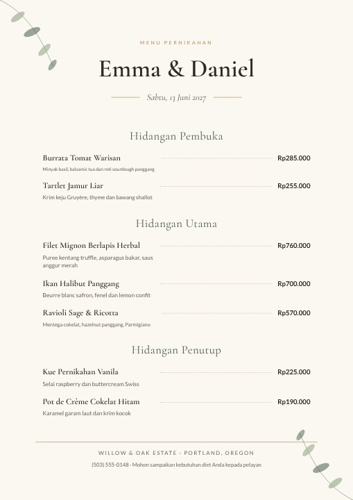 Menu resepsi pernikahan