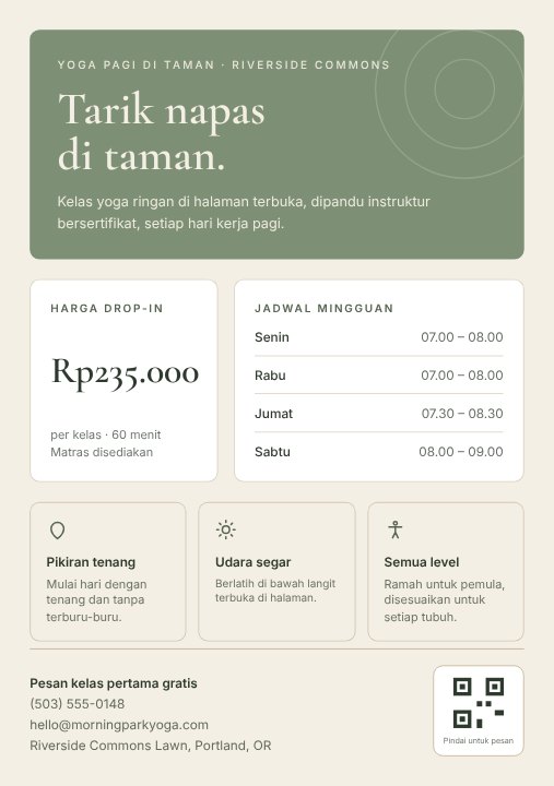 Flyer kelas yoga