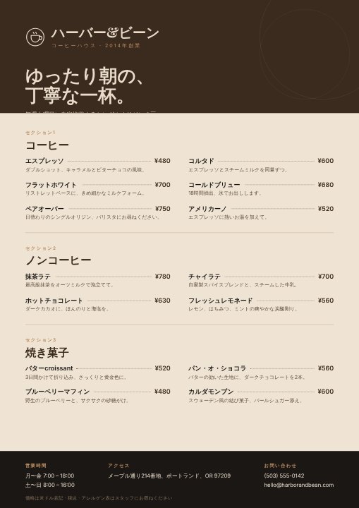 Coffee shop menu board