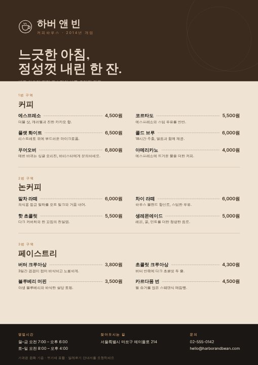 Coffee shop menu board