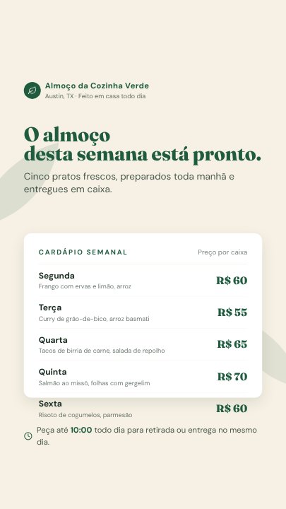 Catering weekly menu
