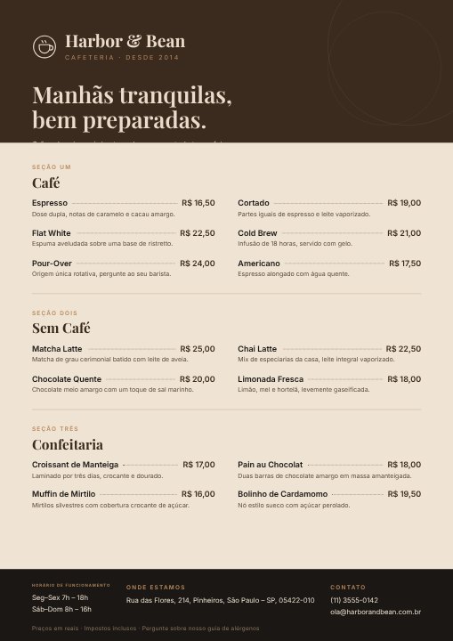 Coffee shop menu board