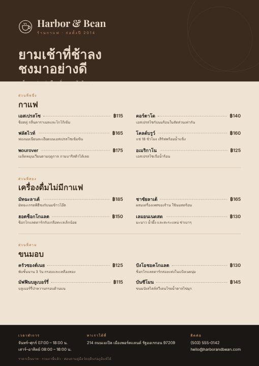 Coffee shop menu board