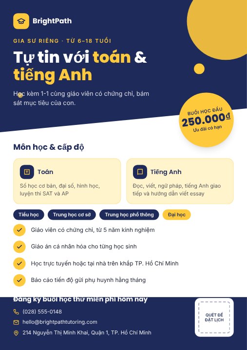 Private tutor flyer