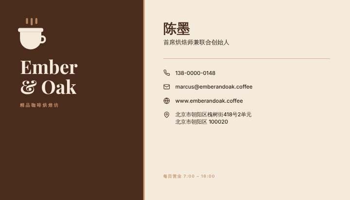 Café business card